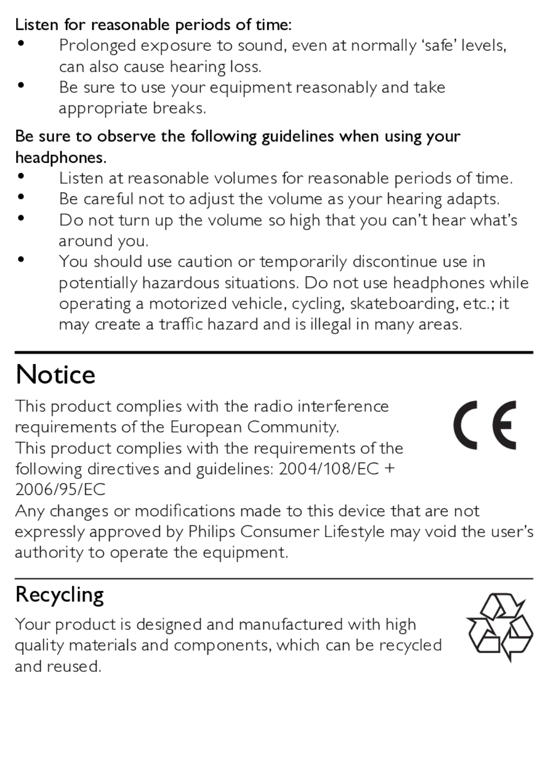 Philips MCM166/12 user manual Recycling 