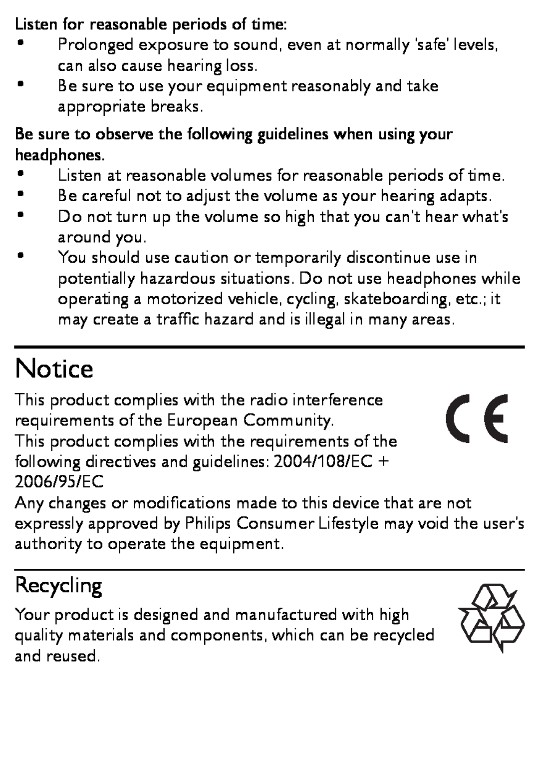 Philips MCM166/12 user manual Recycling 