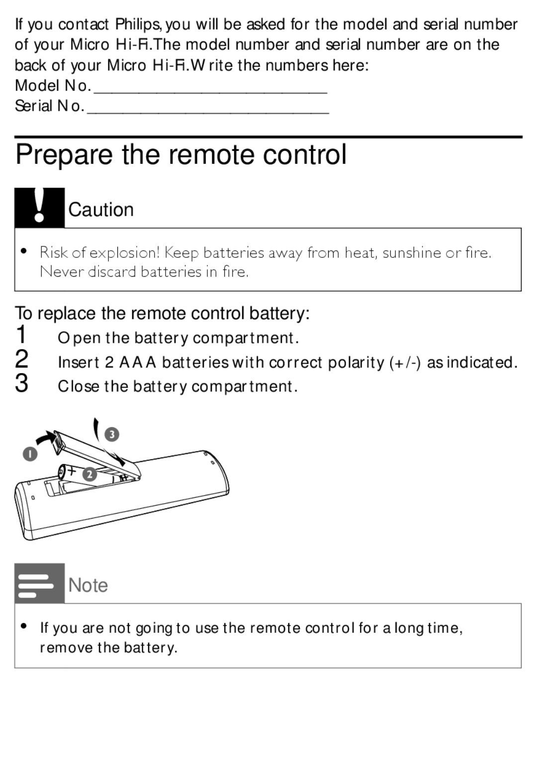 Philips MCM167 user manual Prepare the remote control 