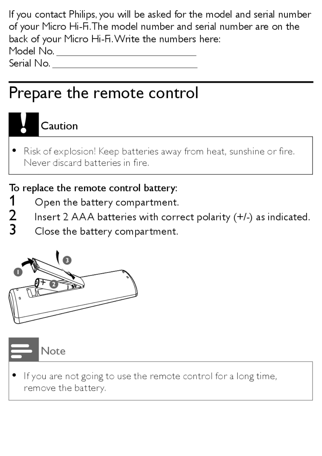 Philips MCM167 user manual Prepare the remote control 