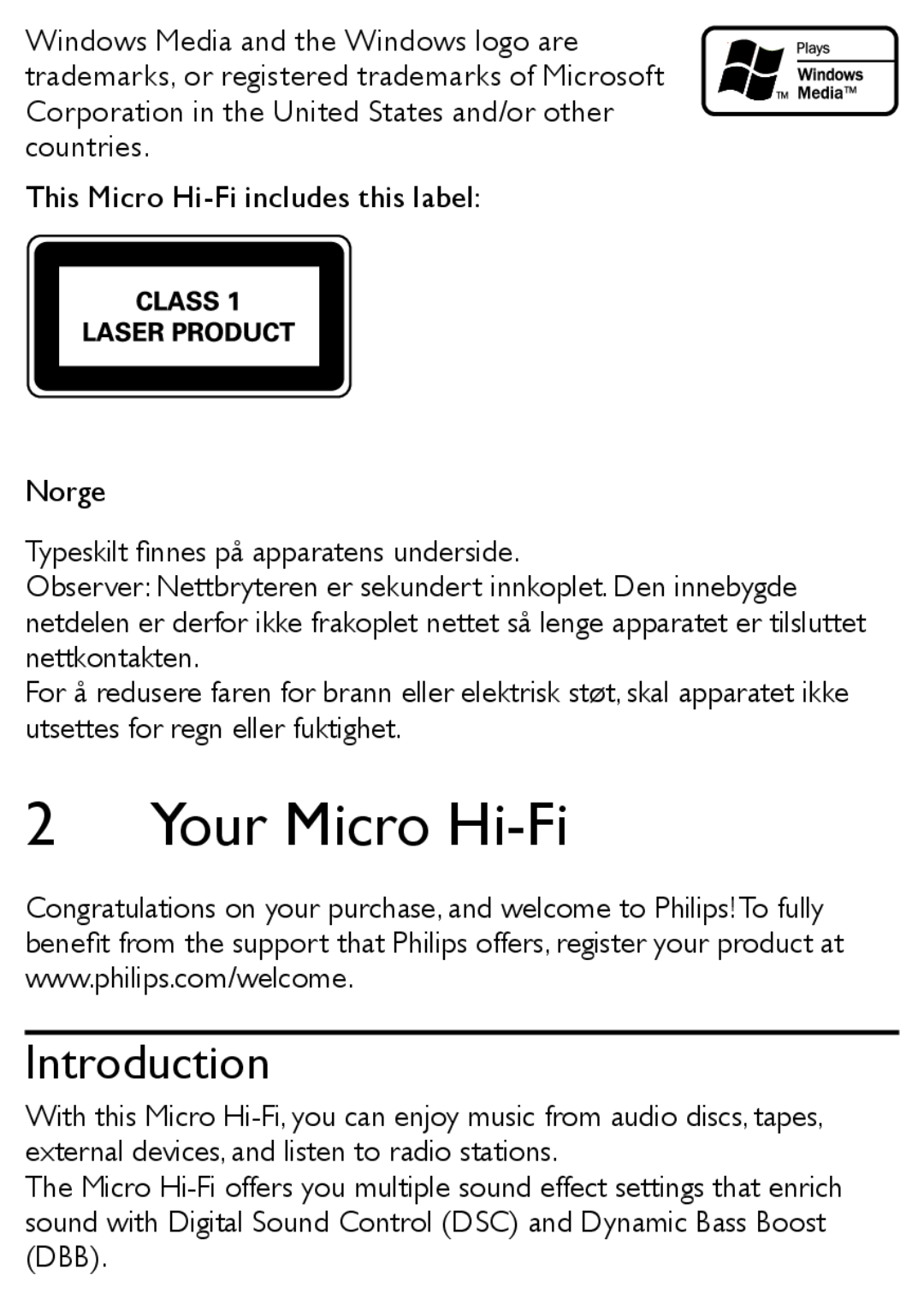 Philips MCM167 user manual Your Micro Hi-Fi, Introduction 
