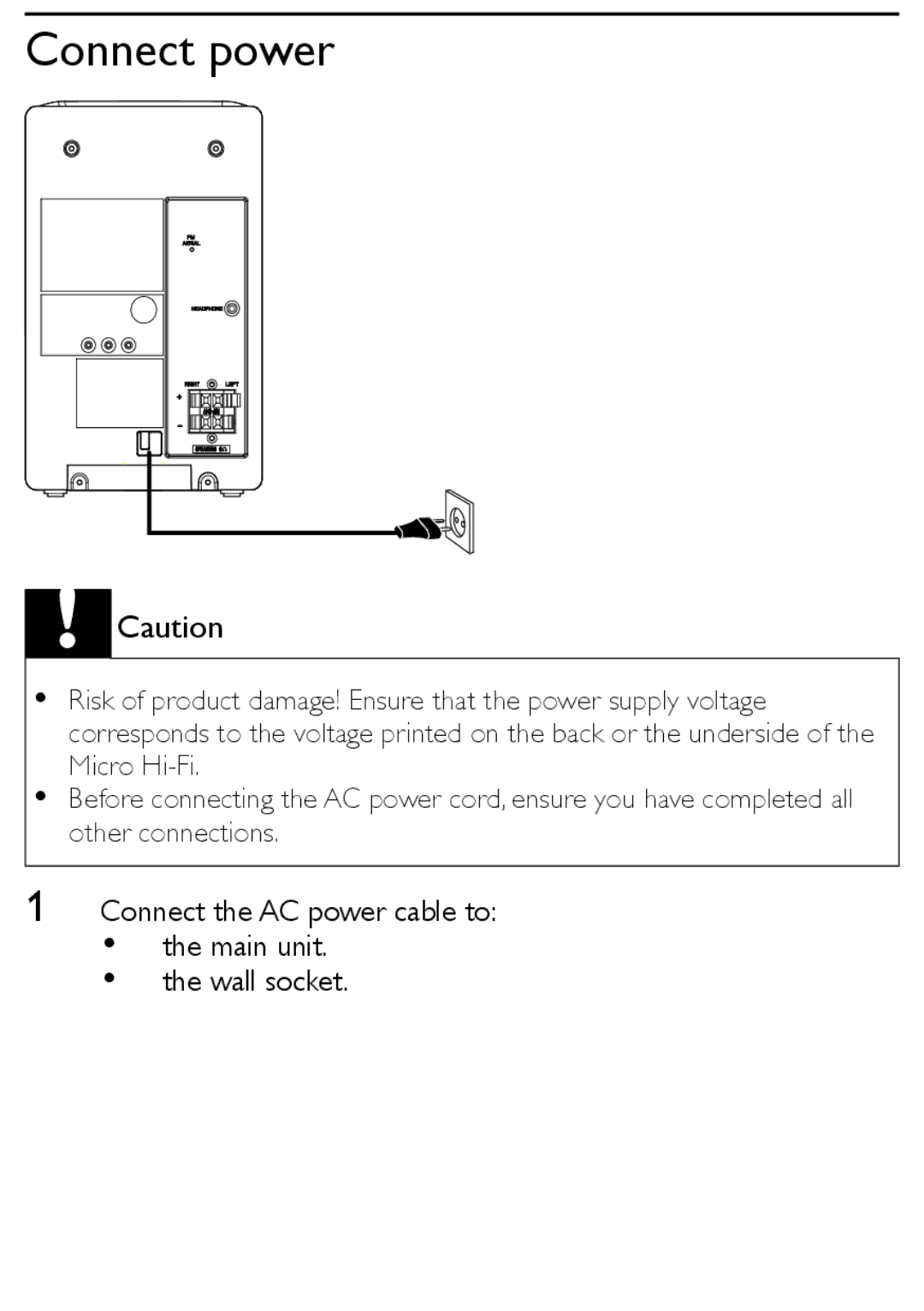 Philips MCM169 user manual Connect power 