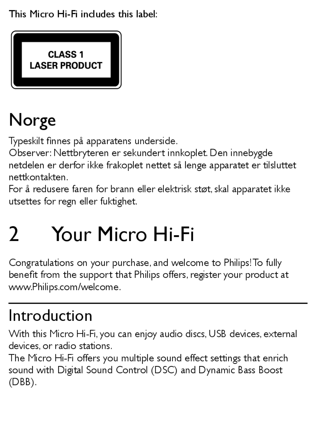 Philips MCM169 user manual Your Micro Hi-Fi, Introduction 