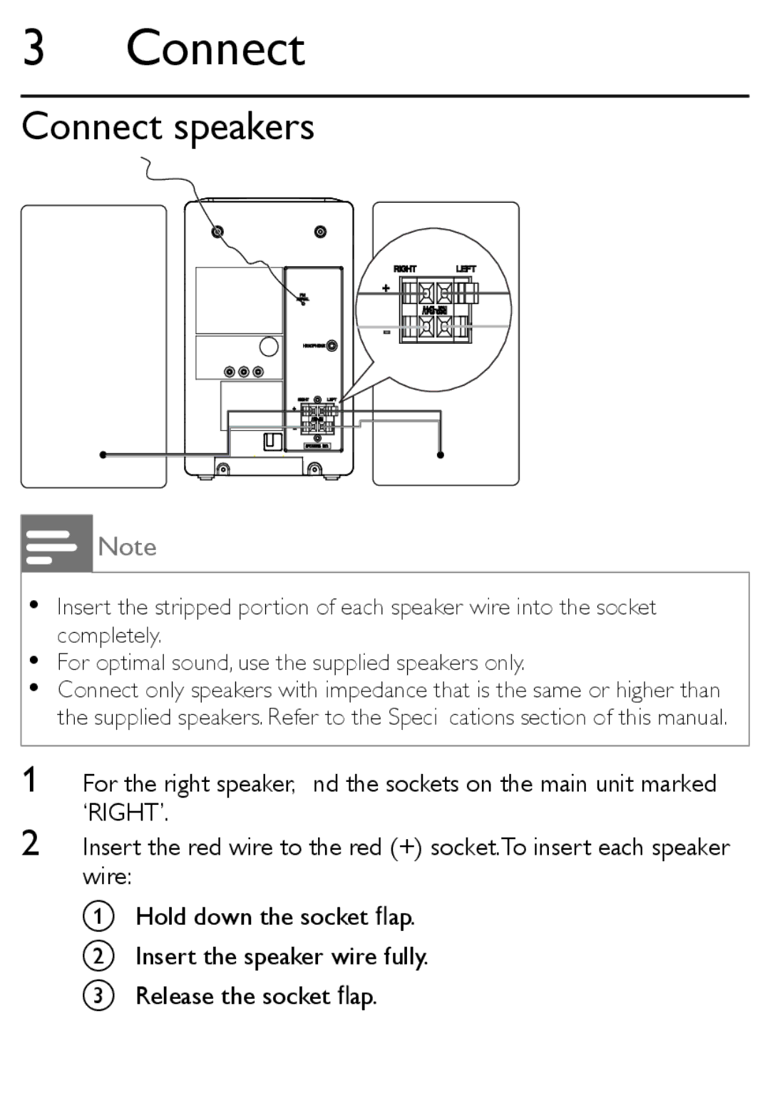 Philips MCM169/12 user manual Connect speakers 