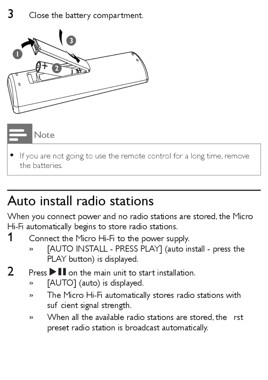 Philips MCM169/12 user manual Auto install radio stations 