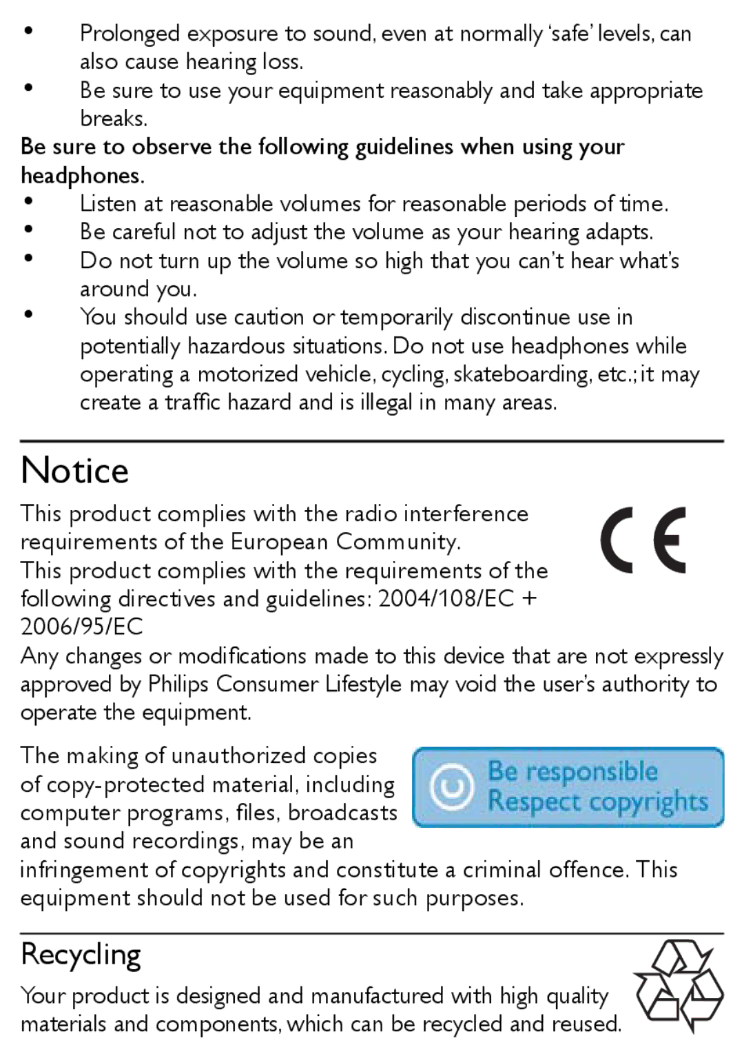 Philips MCM169/12 user manual Recycling 