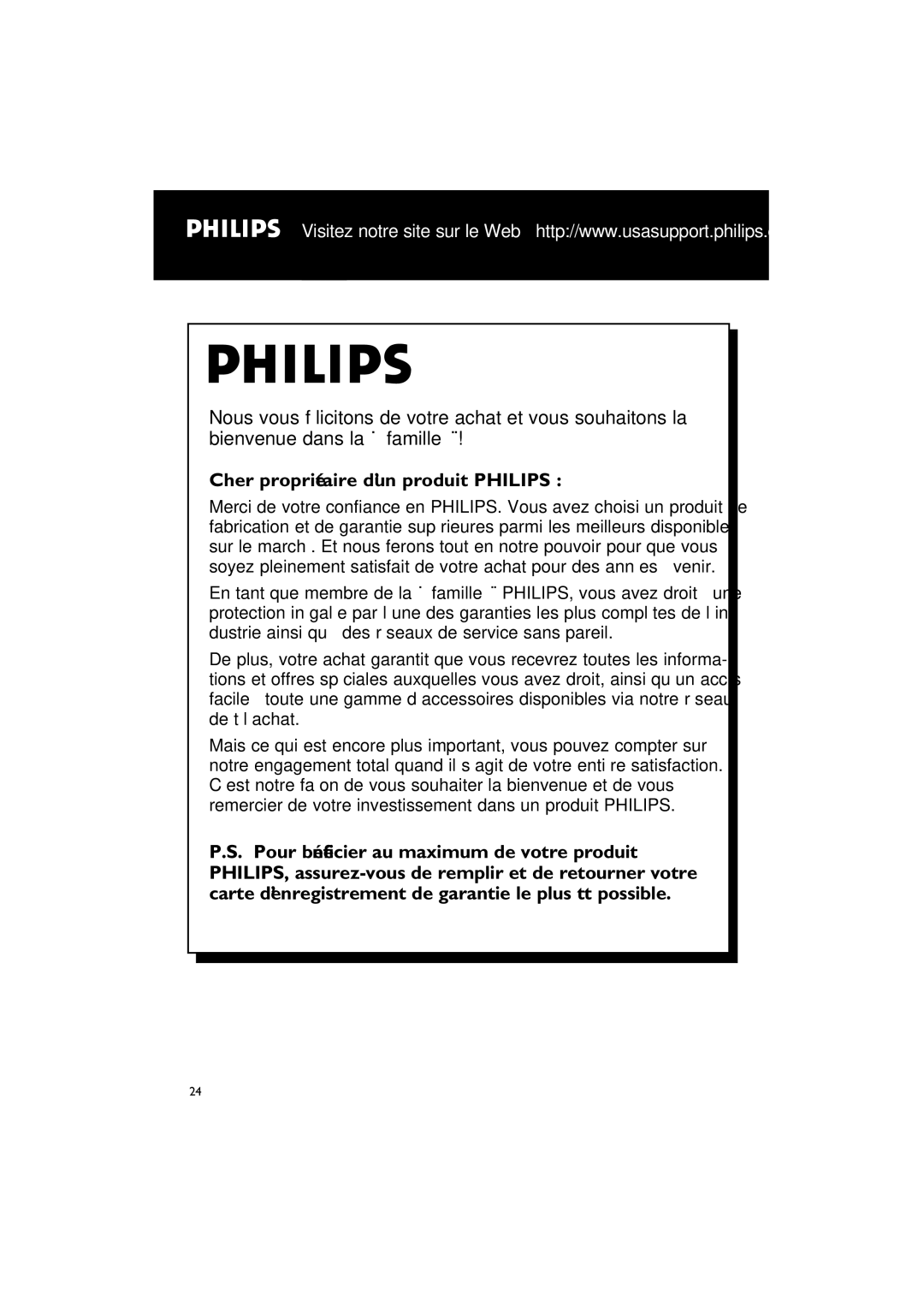 Philips MCM195 owner manual Cher propriétaire d’un produit Philips 