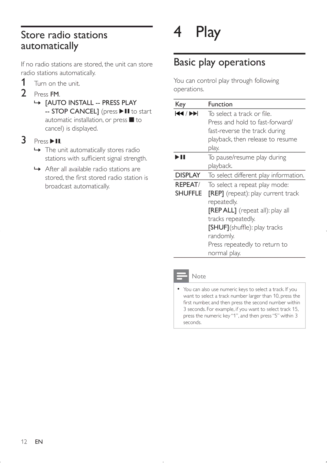 Philips MCM2000 user manual Play, Basic play operations 