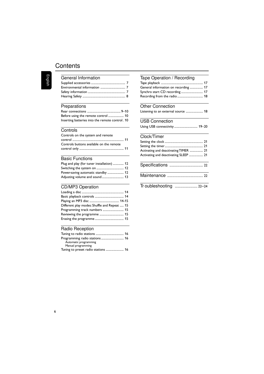 Philips MCM204 user manual Contents 