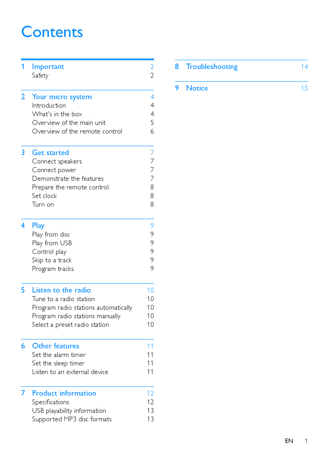 Philips MCM2150 user manual Contents 