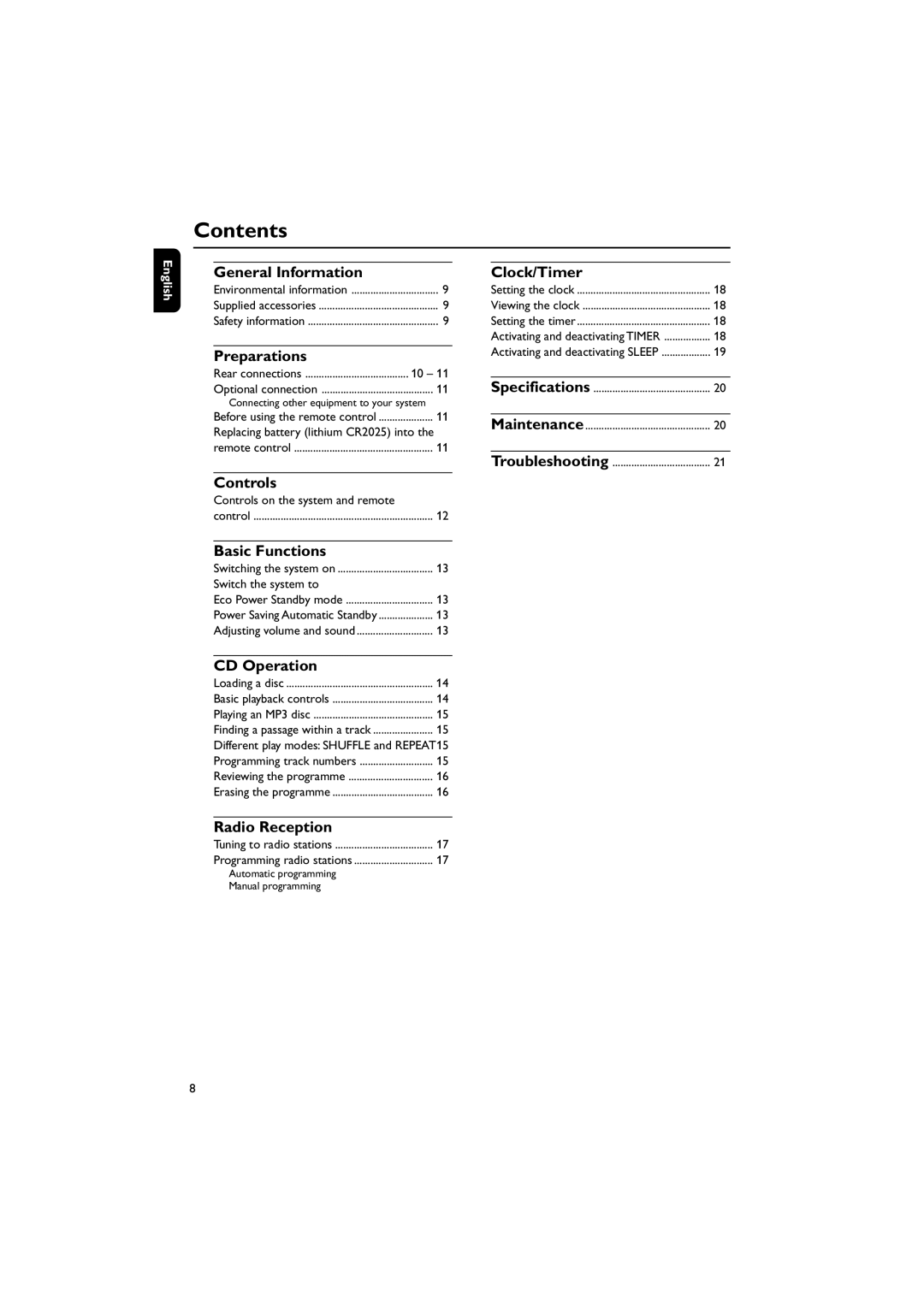 Philips MCM240 owner manual Contents 