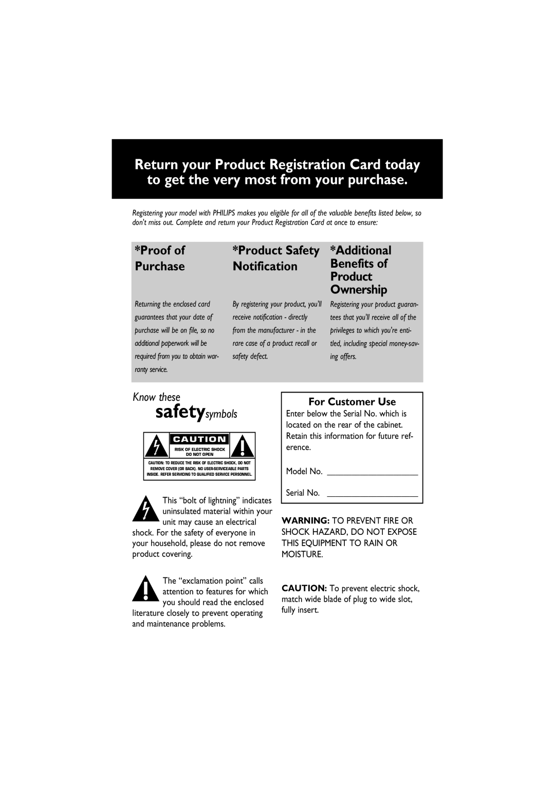 Philips MCM275 owner manual Proof, Additional, Purchase Notification Benefits Product Ownership 