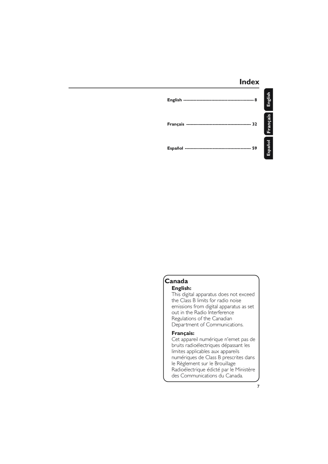 Philips MCM275 owner manual Index, English, Français 