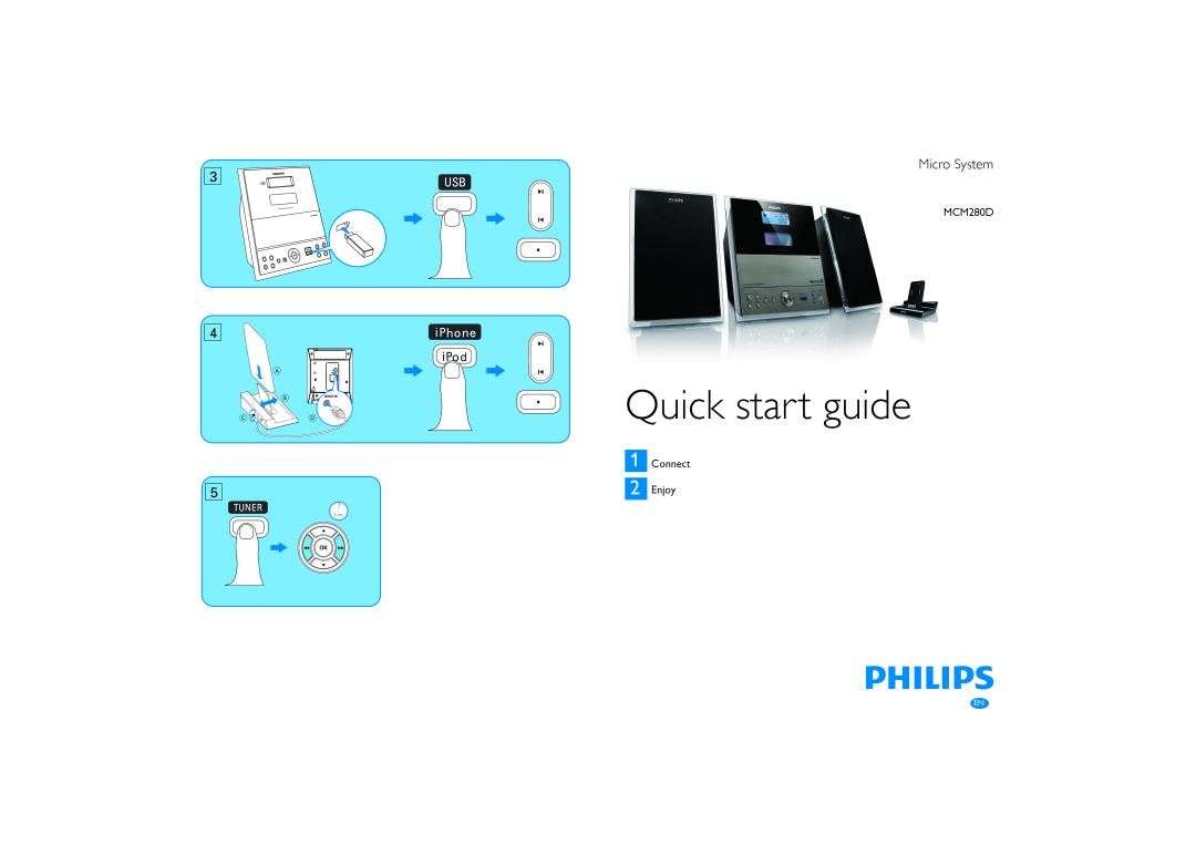 Philips MCM280D quick start Quick start guide, Micro System, Connect 2 Enjoy, A B C D, 2 sec 