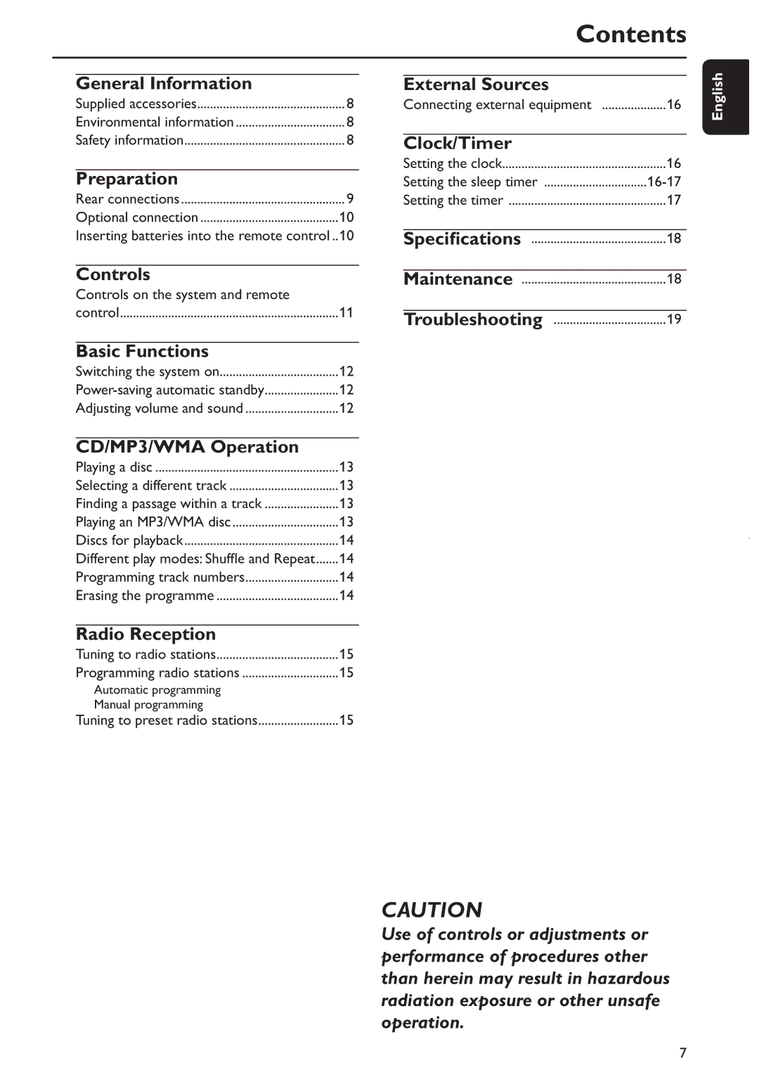 Philips MCM285 user manual Contents 