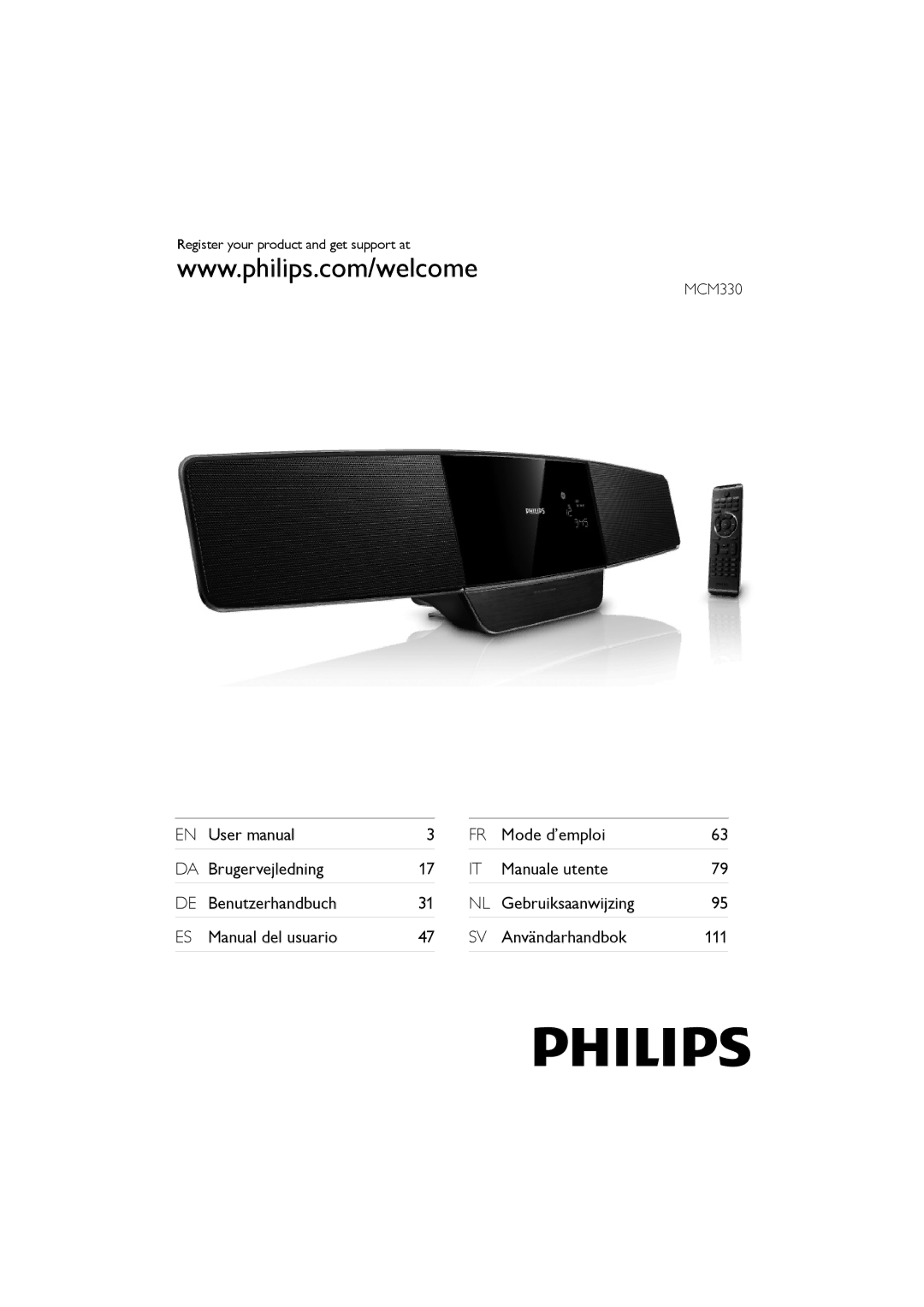 Philips MCM330 user manual Register your product and get support at 