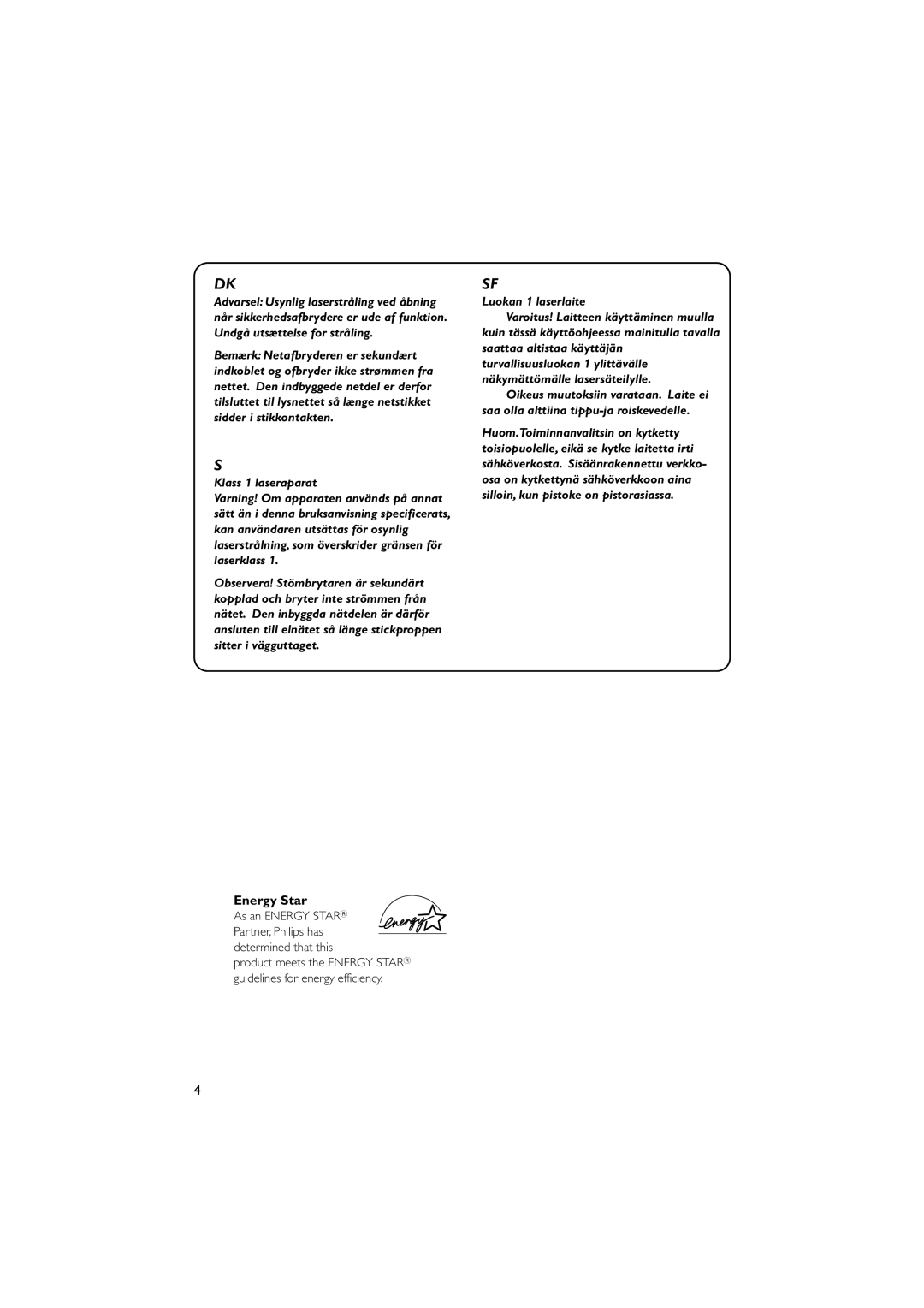 Philips MCM5 user manual As an Energy Starr 