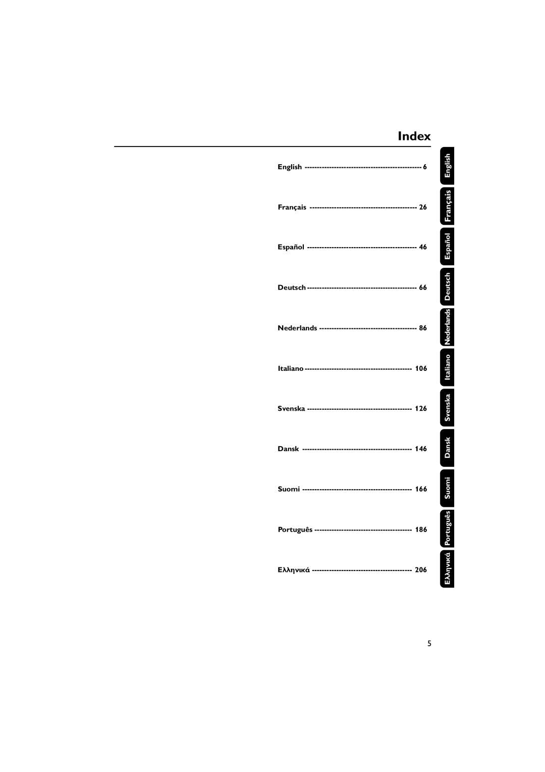 Philips MCM5 user manual Italiano Nederlands Deutsch Dansk Svenska TuguêsrPo Suomi 