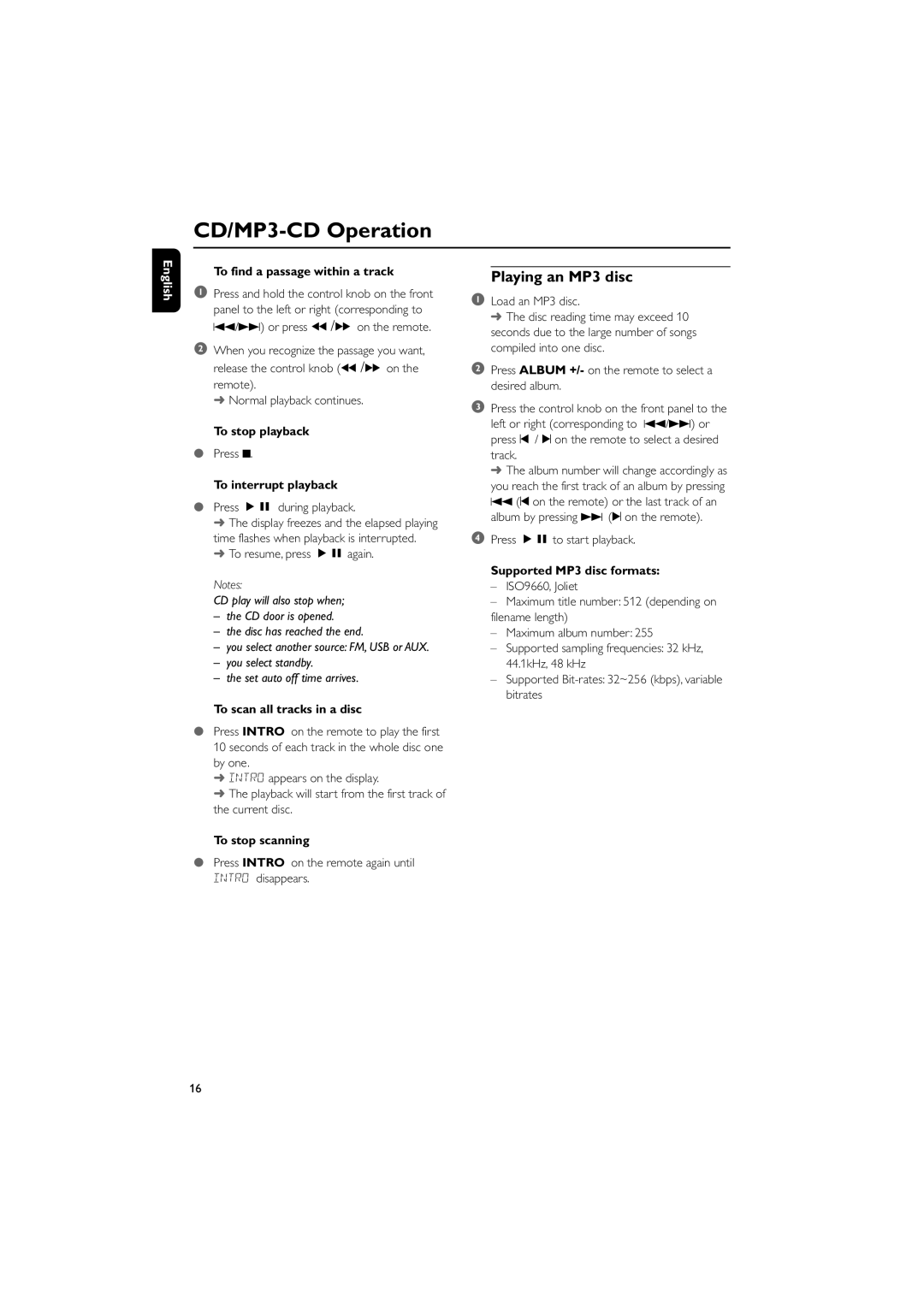 Philips MCM700 user manual Playing an MP3 disc 