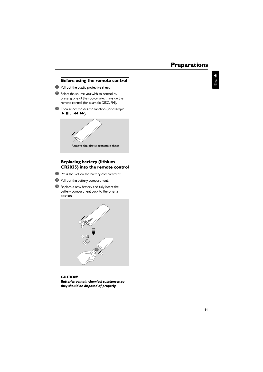 Philips MCM700 user manual Preparations, English 