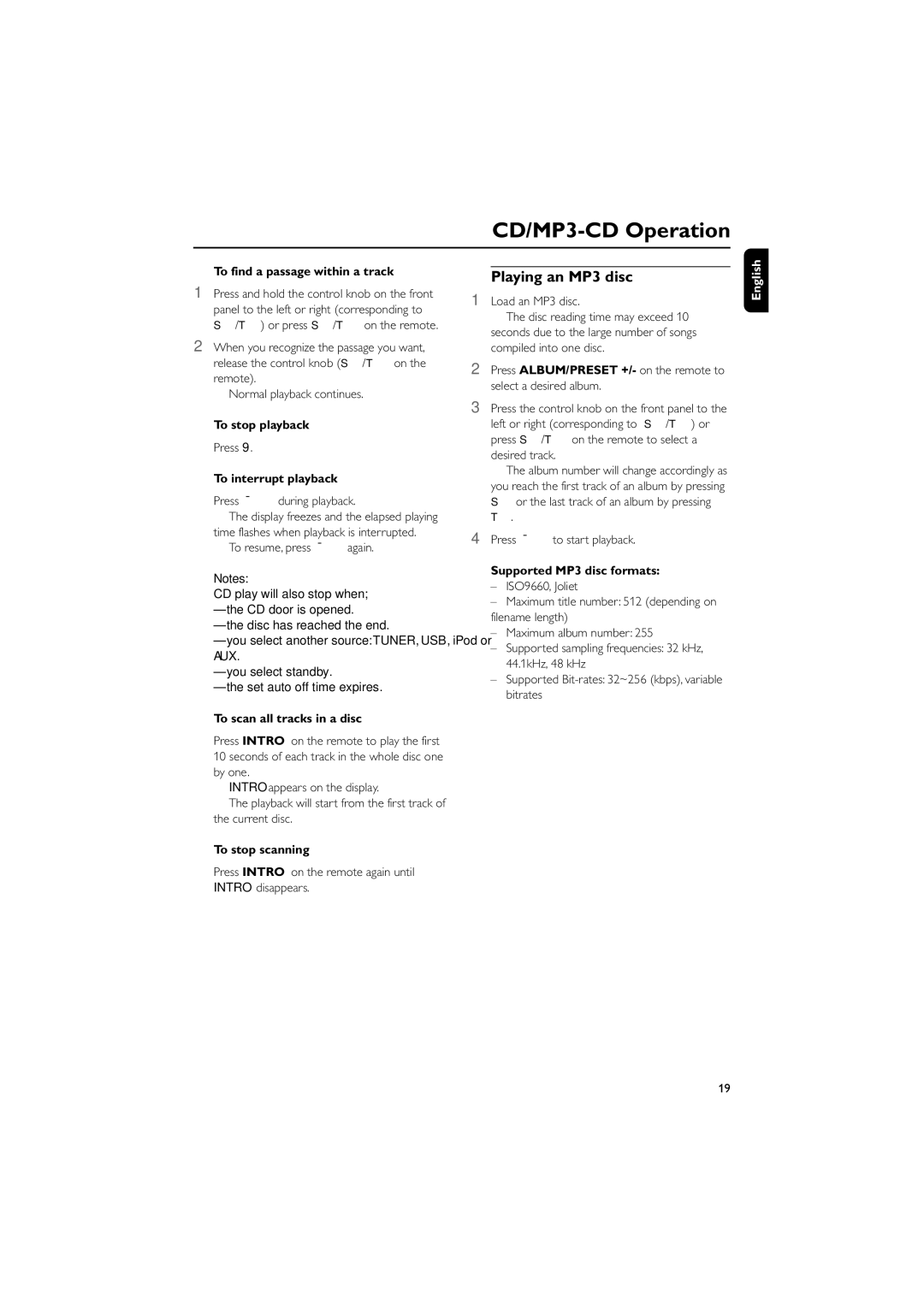 Philips MCM704D owner manual Playing an MP3 disc 