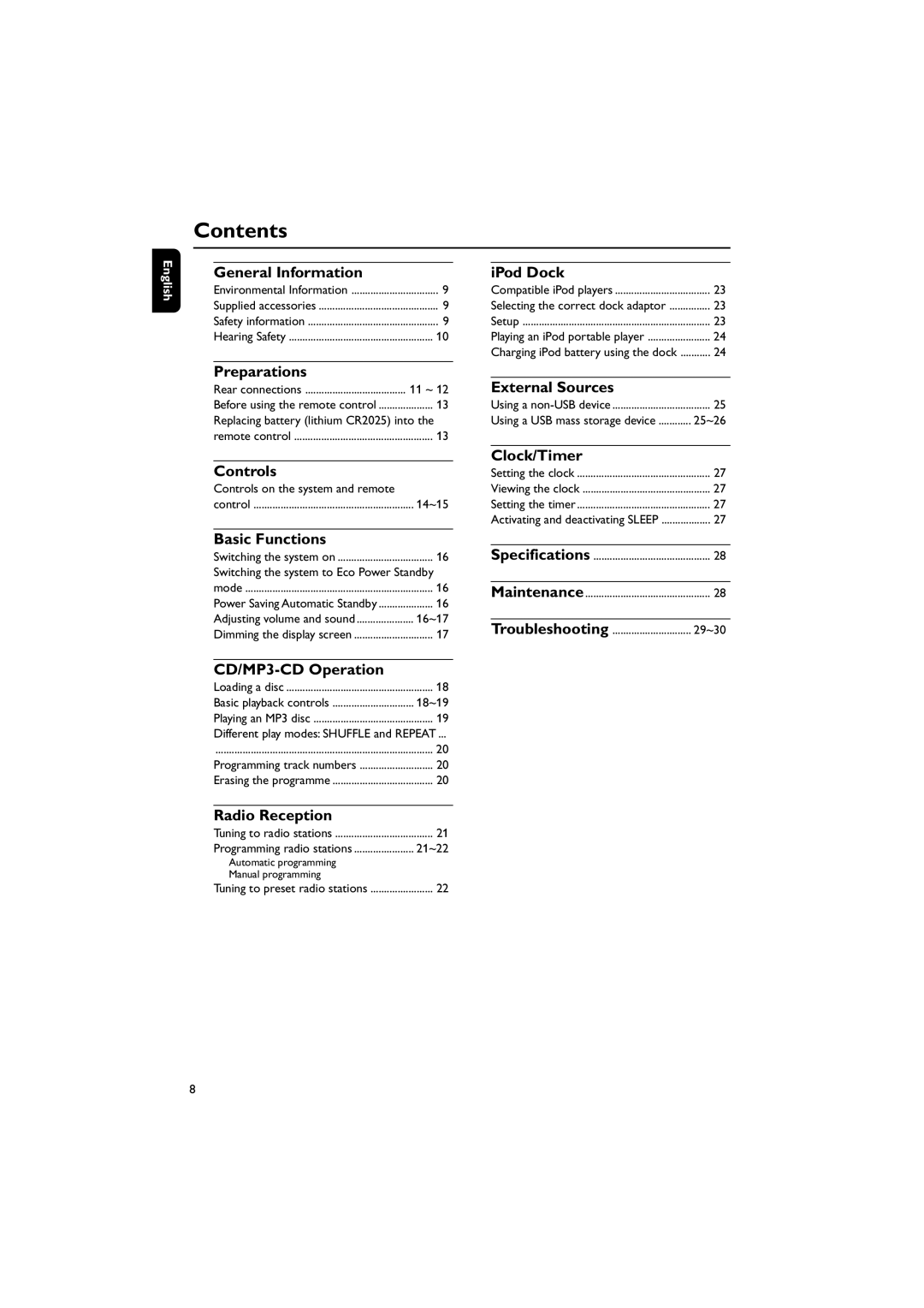 Philips MCM704D owner manual Contents 