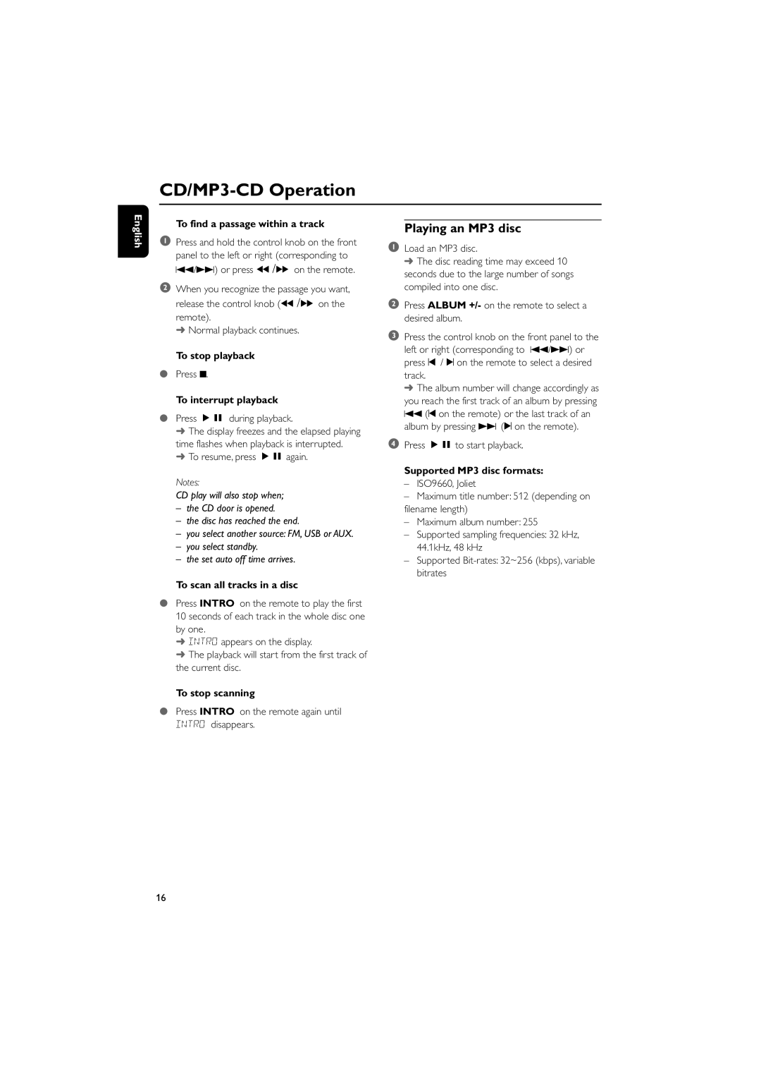 Philips MCM710 user manual Playing an MP3 disc 