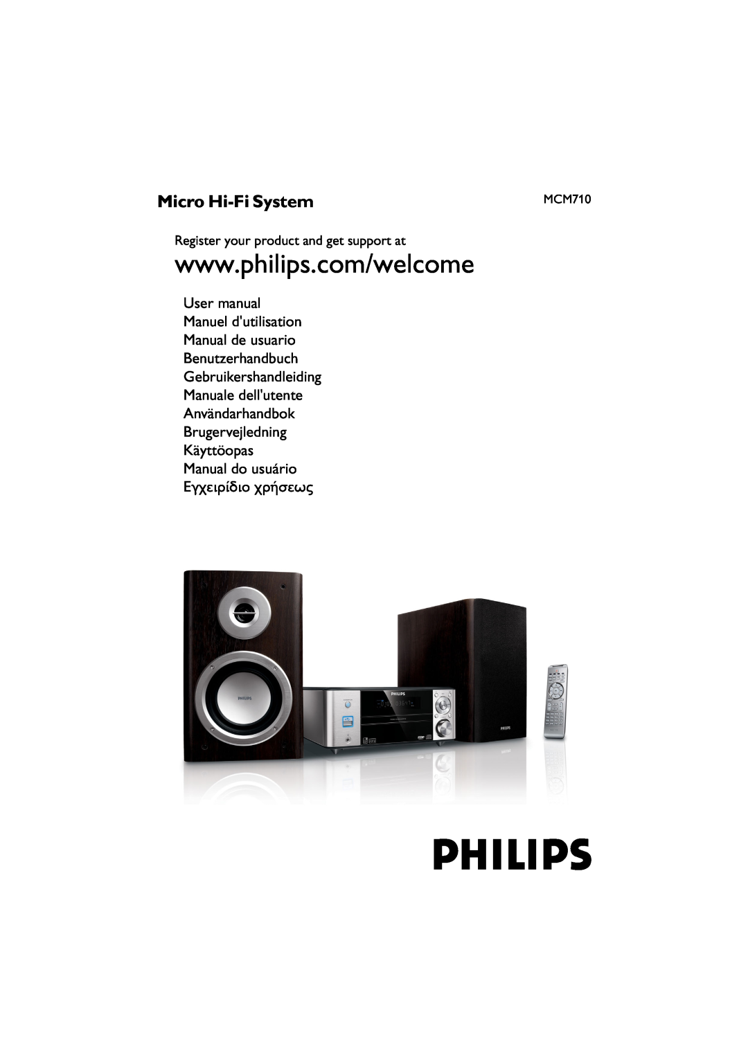 Philips MCM710 user manual Micro Hi-FiSystem, Benutzerhandbuch Gebruikershandleiding, Manuale dellutente Användarhandbok 