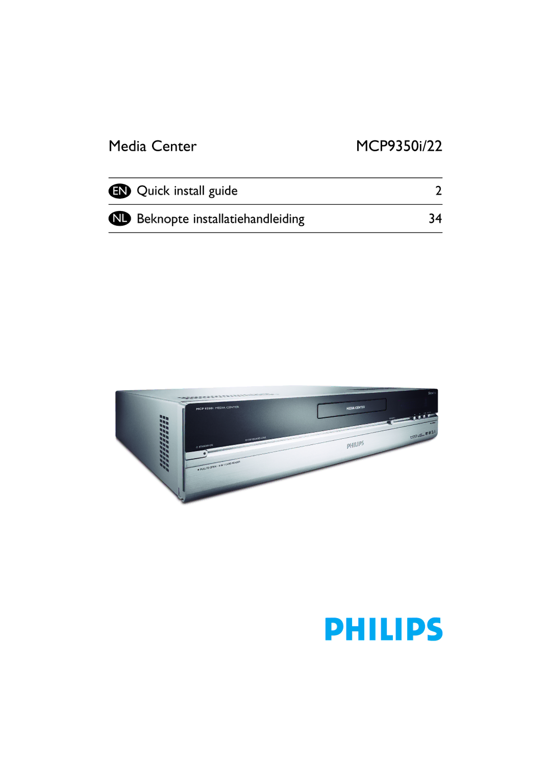 Philips MCP9350I/22 manual Media Center, MCP9350i/22 