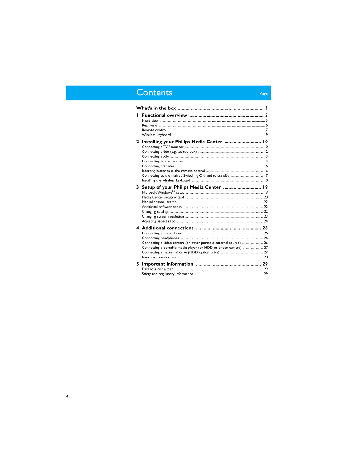 Philips MCP9350I/22 manual Contents 