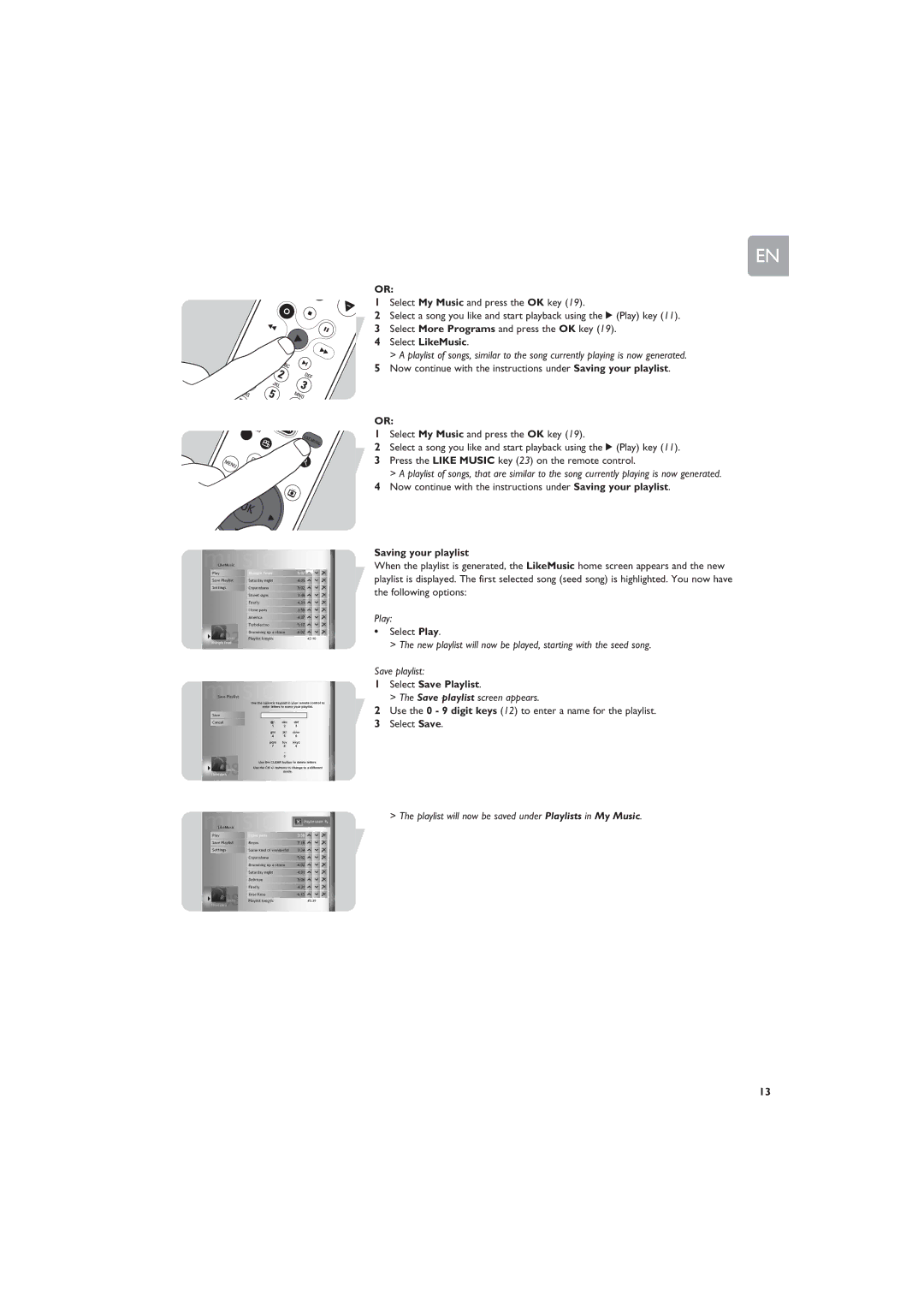 Philips MCP9360i manual Saving your playlist, Select Save Playlist, Save playlist screen appears 