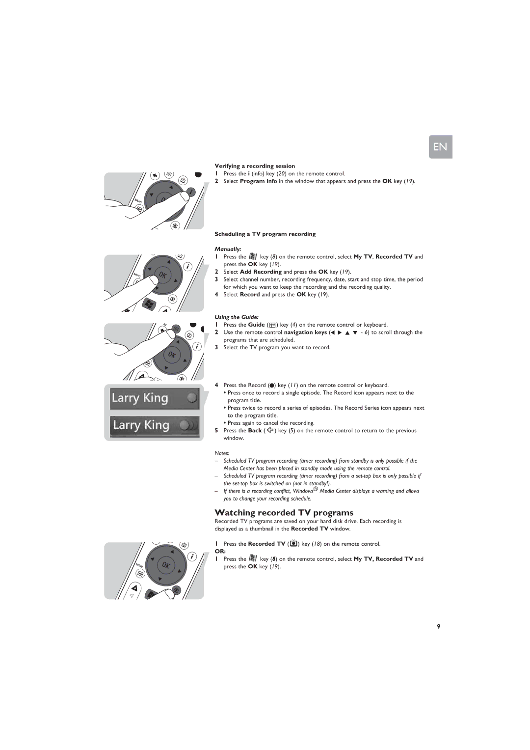 Philips MCP9360i Watching recorded TV programs, Verifying a recording session, Scheduling a TV program recording, Manually 