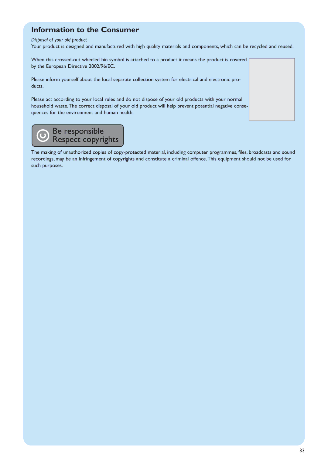 Philips MCP9360I/22 manual Information to the Consumer, Disposal of your old product 