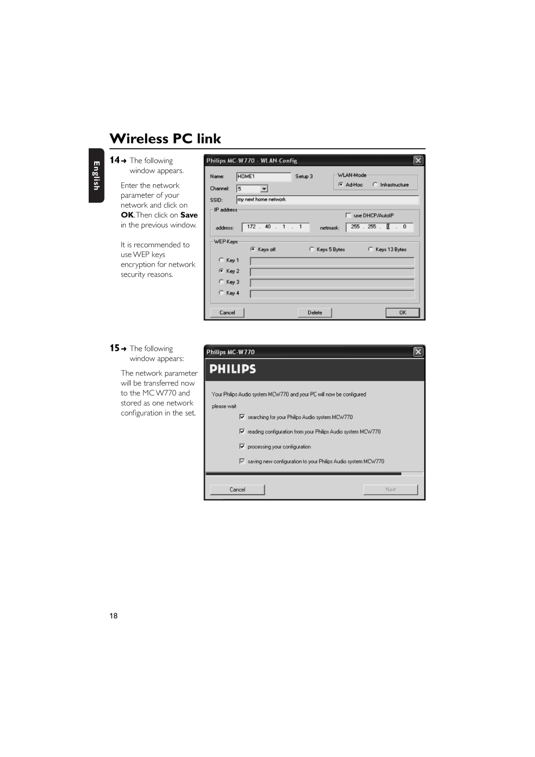 Philips MCW770 manual Following window appears 