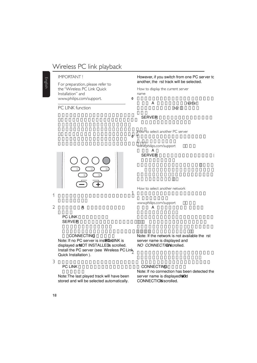 Philips MCW770 manual Wireless PC link playback, PC Link function, How to display the current server name 