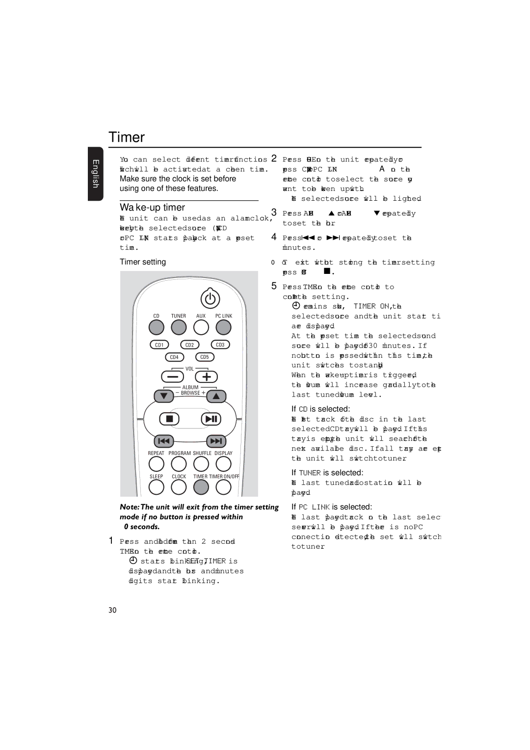 Philips MCW770 manual Timer, Wake-up timer 