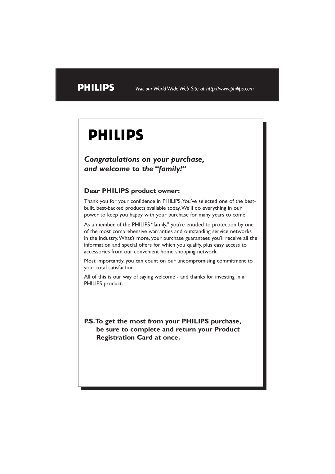 Philips MCW770 manual Dear PHILIPS product owner 