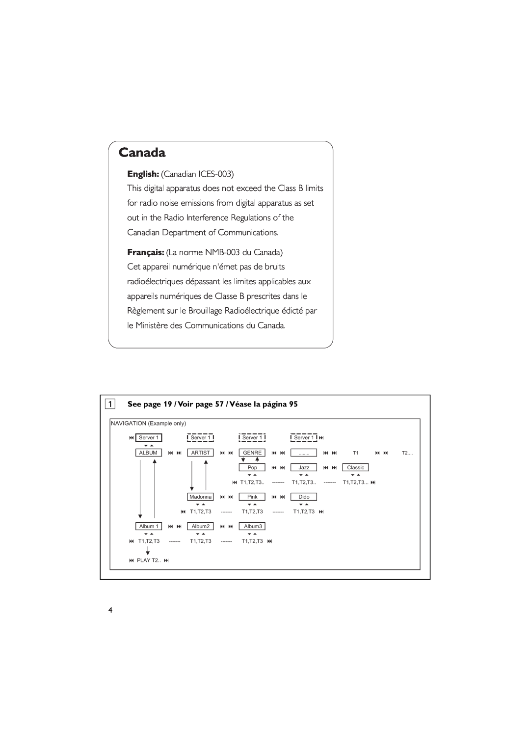 Philips MCW770 manual Canada, English: Canadian ICES-003, 1See page 19 / Voir page 57 / Véase la página 