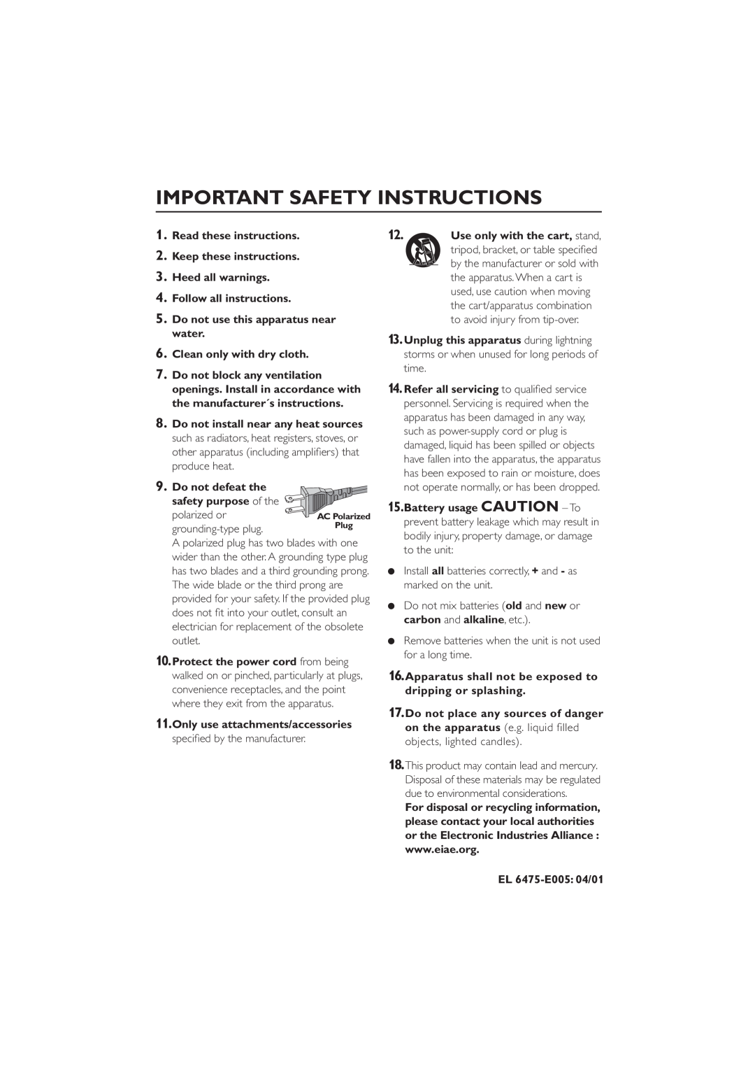 Philips MCW770 manual Important Safety Instructions 
