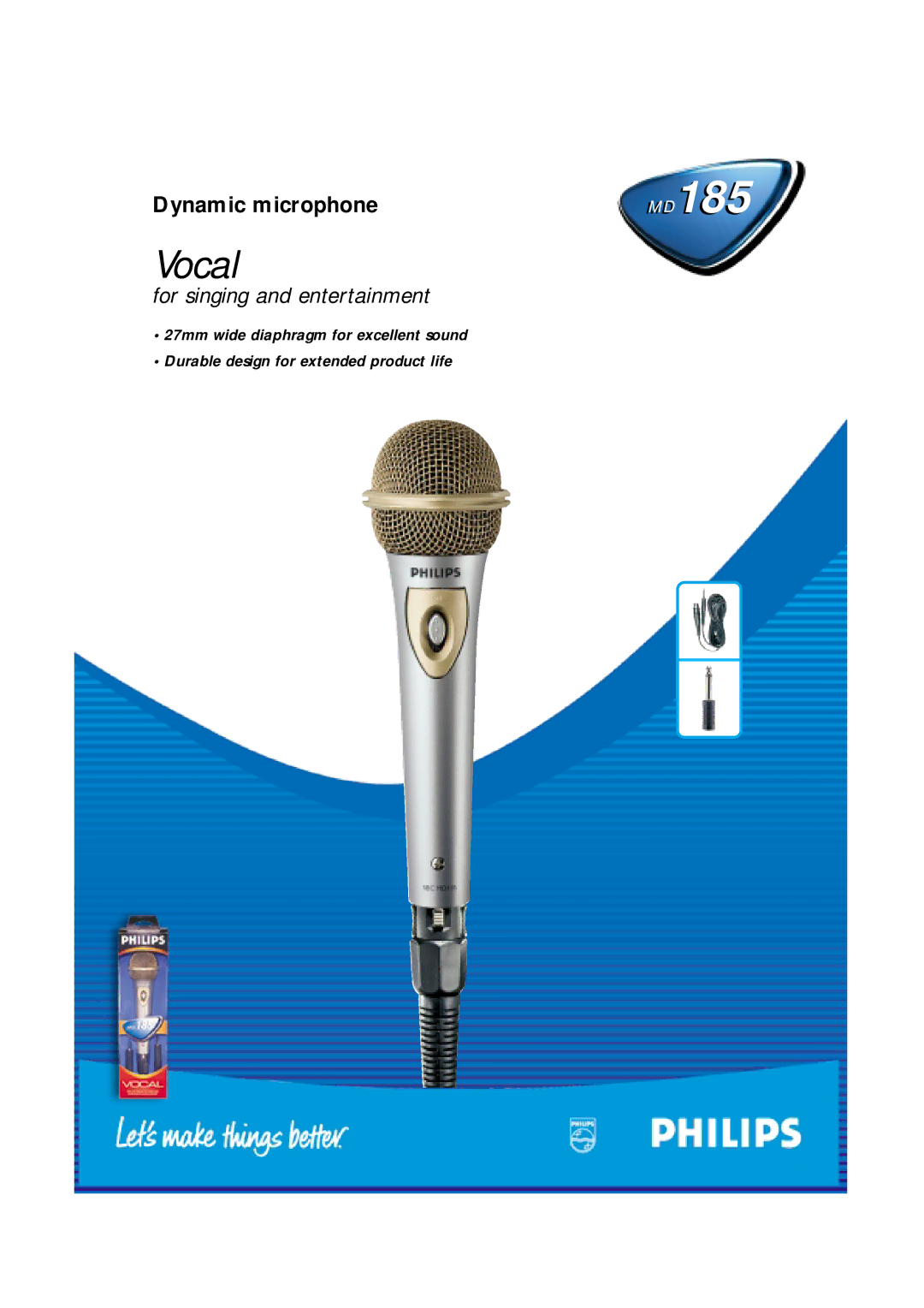 Philips MD185 manual Vocal, For singing and entertainment 