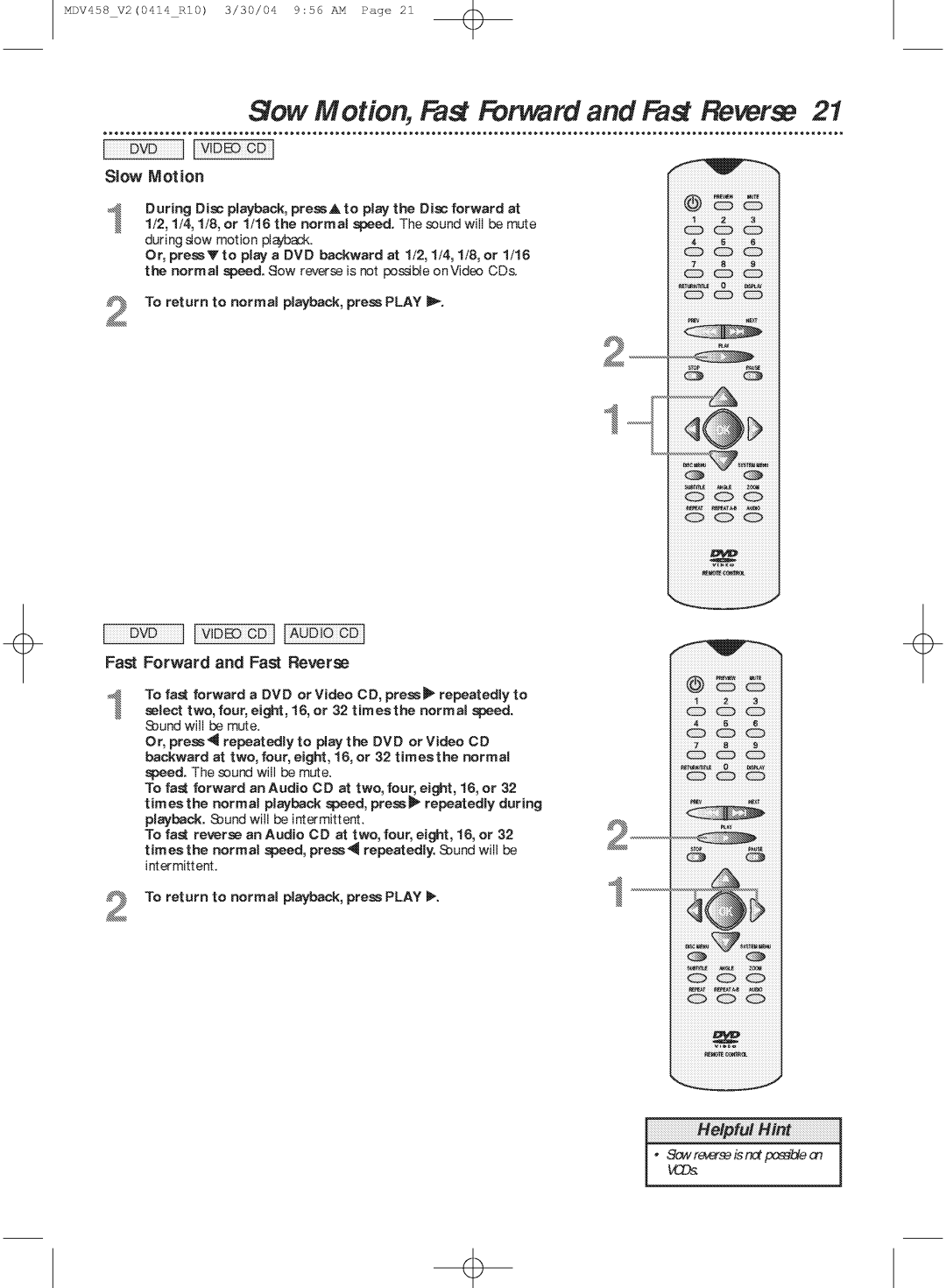 Philips MDV458 manual 