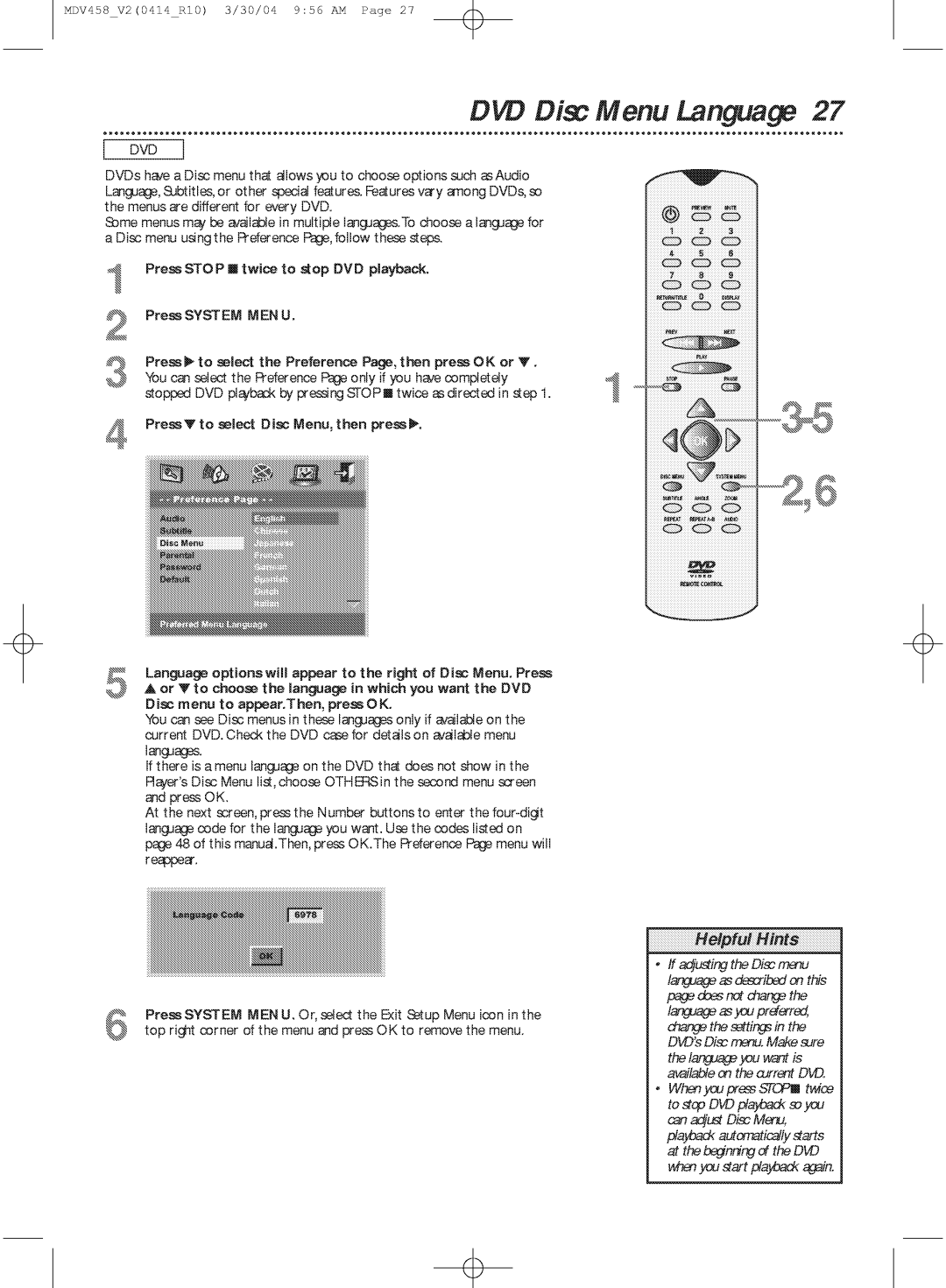 Philips MDV458 manual 