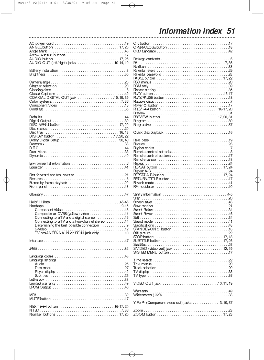 Philips MDV458 manual 