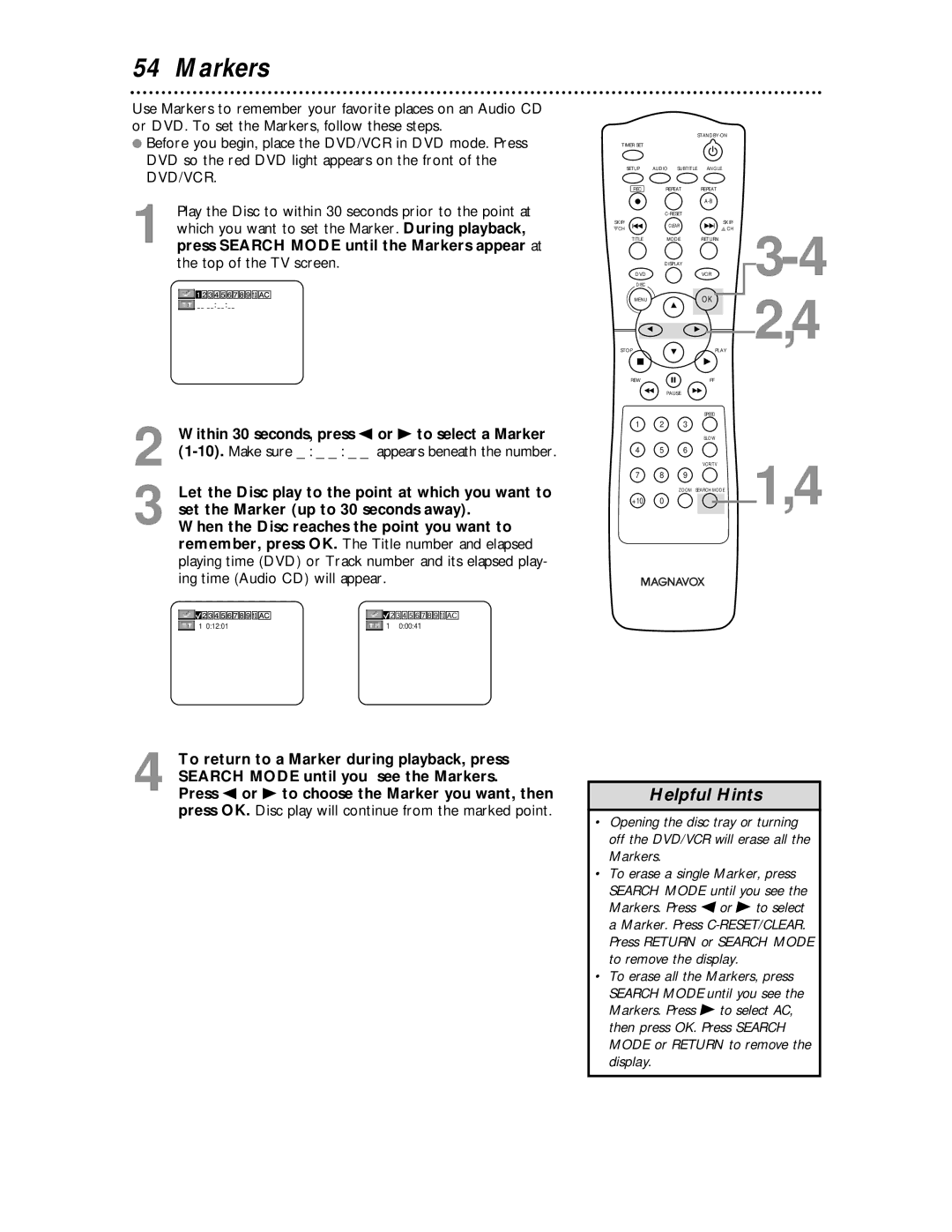 Philips MDV530VR owner manual Markers 