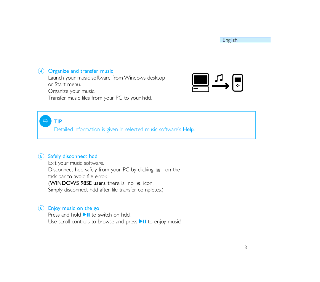 Philips Micro Jukebox user manual Organize and transfer music, Enjoy music on the go 