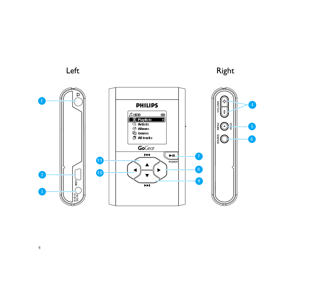 Philips Micro Jukebox user manual Left 