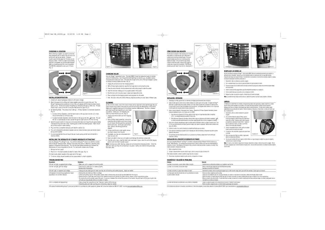 Philips MK100 Series owner manual Choosing a Location, Changing Bulbs, Installation/Operation, Cleaning, Troubleshooting 