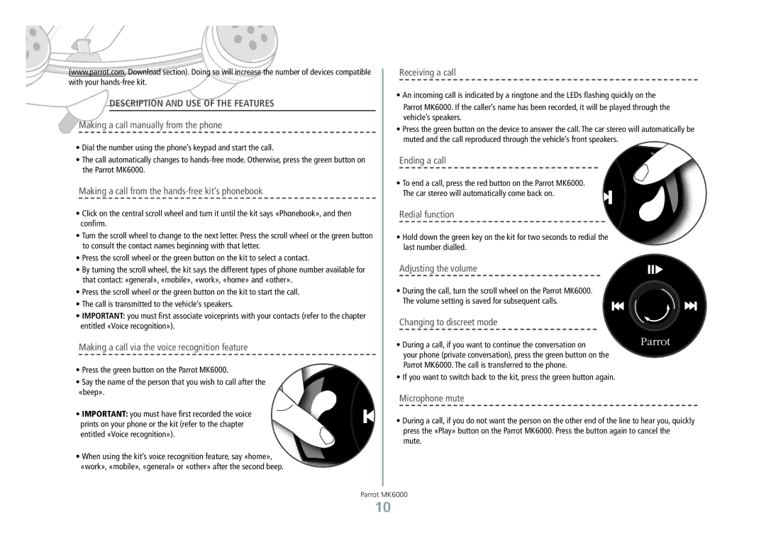 Philips MK6000 manual Description and use of the features 