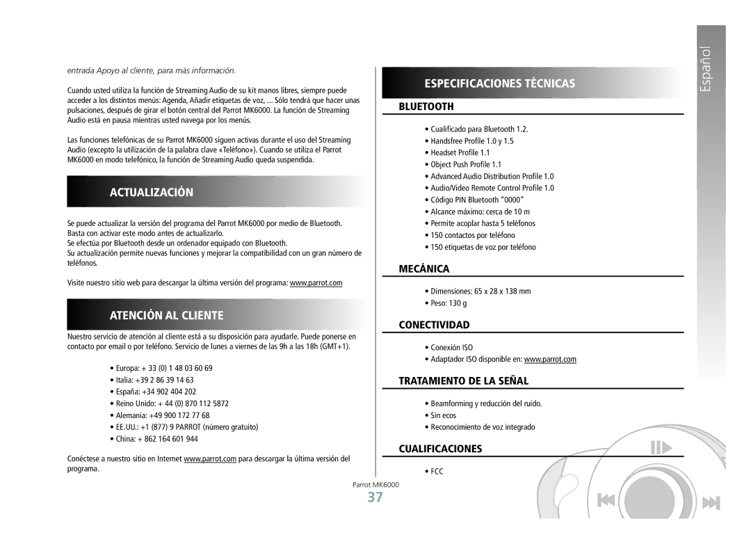 Philips MK6000 manual Actualización, Atención AL Cliente, Especificaciones Técnicas 