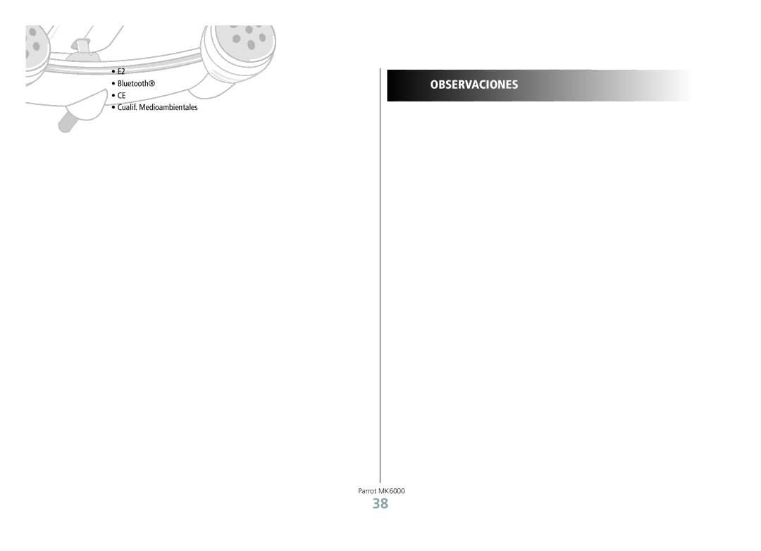 Philips MK6000 manual Observaciones, Bluetooth Cualif. Medioambientales 